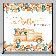 Aperturee - Aperturee Cutie Orange Fruit Custom Name Baby Shower Backdrop