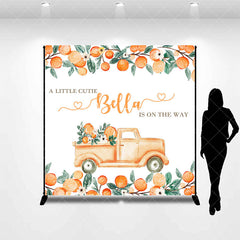 Aperturee - Aperturee Cutie Orange Fruit Custom Name Baby Shower Backdrop