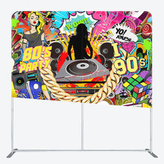 Aperturee - Aperturee Dance Graffiti Themed Fabric Backdrop Cover for Birthday