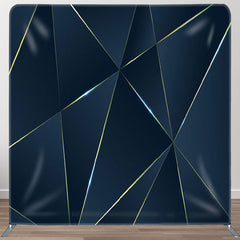 Aperturee - Aperturee Dark Blue 3D Abstract Polygonal Fabric Backdrop Decor