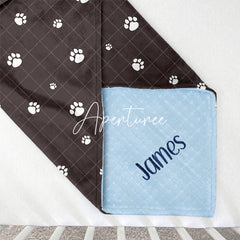 Aperturee - Aperturee Dark Brown Cute White Paw Print Minky Baby Blanket