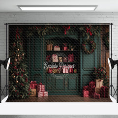 Aperturee - Aperturee Dark Green Cabinet With Red Gift Box Xmas Backdrop