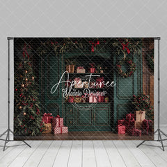 Aperturee - Aperturee Dark Green Cabinet With Red Gift Box Xmas Backdrop