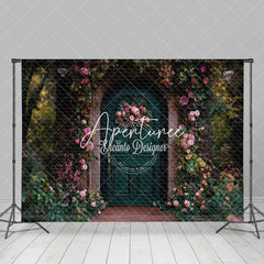 Aperturee - Aperturee Dark Green Door Natural Floral Plant Spring Backdrop