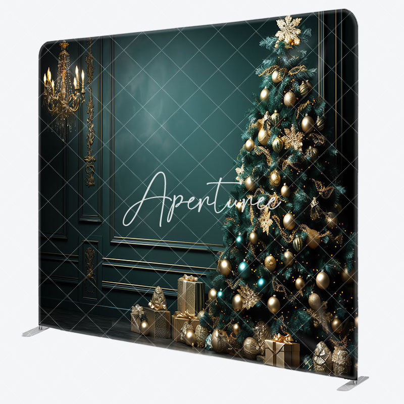 Aperturee - Aperturee Dark Green Wall Gifts Christmas Pillow Case Backdrop