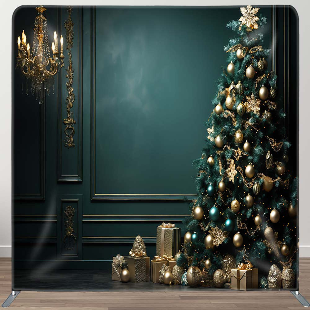 Aperturee - Aperturee Dark Green Wall Gifts Christmas Pillow Case Backdrop