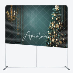 Aperturee - Aperturee Dark Green Wall Gifts Christmas Pillow Case Backdrop