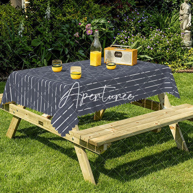 Aperturee - Aperturee Dark Grey Modern Stripes Rectangle Tablecloth