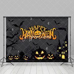 Aperturee - Aperturee Dark Night Bat And Pumpkins Happy Halloween Backdrop