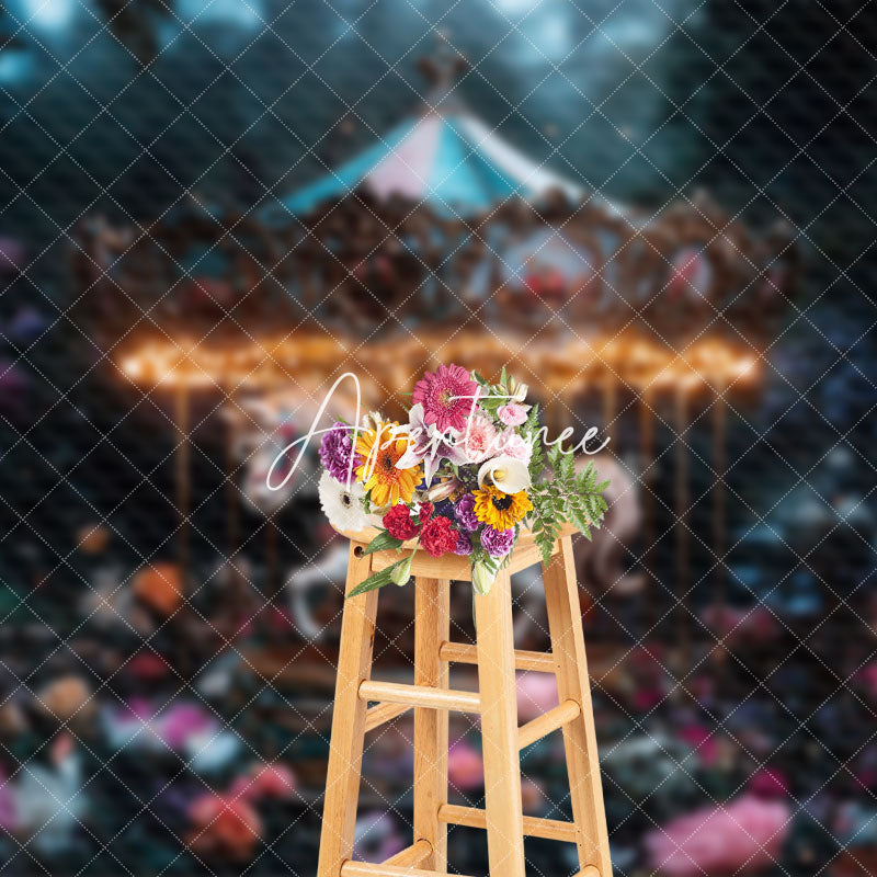 Aperturee - Aperturee Dark Night Floral Carousel Fine Art Photo Backdrop