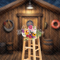 Aperturee - Aperturee Dark Night Wooden House Fishing Cake Smash Backdrop