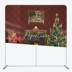 Aperturee - Aperturee Dark Red Fireplace Carpet Christmas Tension Backdrop