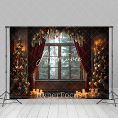 Aperturee - Aperturee Dark Retro Room Candlelight Window Christmas Backdrop