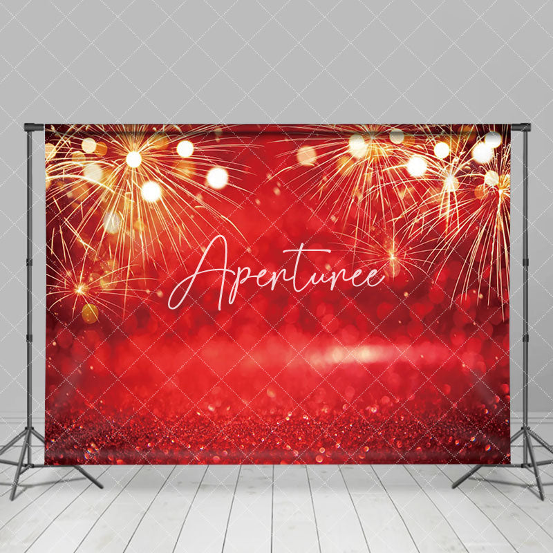 Aperturee - Aperturee Dazzling Gold Red Bokeh New Year Backdrop For Party