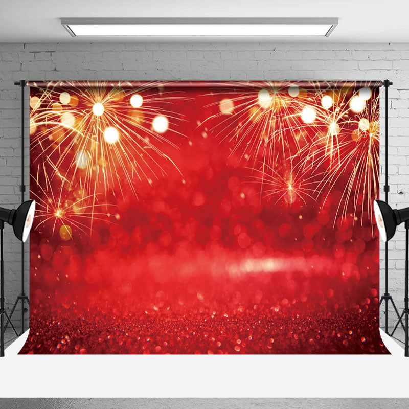 Aperturee - Aperturee Dazzling Gold Red Bokeh New Year Backdrop For Party