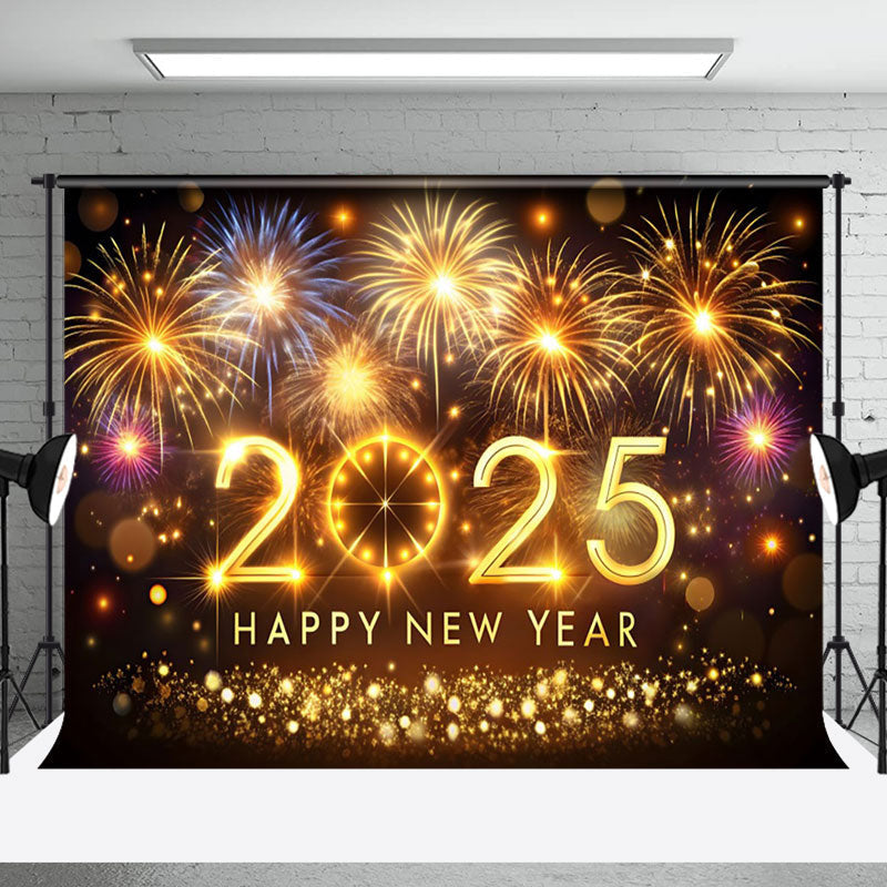 Aperturee - Aperturee Dazzling Golden 2025 Happy New Year Photo Backdrop