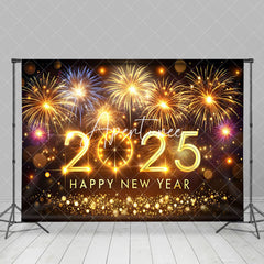 Aperturee - Aperturee Dazzling Golden 2025 Happy New Year Photo Backdrop