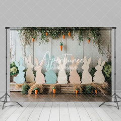 Aperturee - Aperturee Decorative Wooden Rabbit Statues Carrots Backdrop