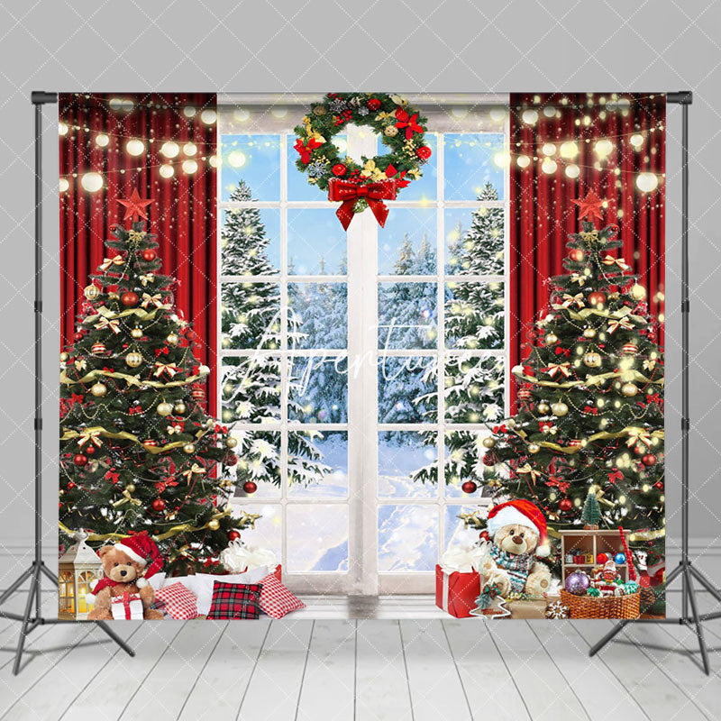 Aperturee - Aperturee Decorative Wreath Indoor Window Christmas Backdrop