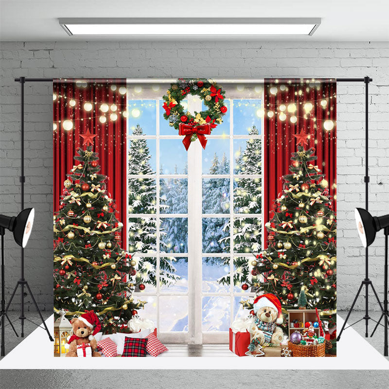 Aperturee - Aperturee Decorative Wreath Indoor Window Christmas Backdrop