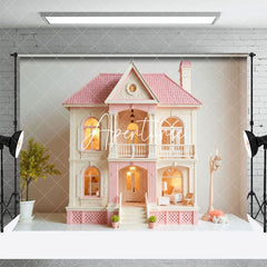 Aperturee - Aperturee Delicate Pink White Toy House Lamp Dreamy Backdrop