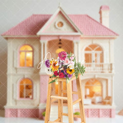 Aperturee - Aperturee Delicate Pink White Toy House Lamp Dreamy Backdrop