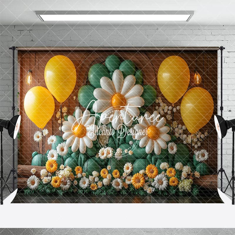 Aperturee - Aperturee Delicate Yellow Spring Blooms Cake Smash Backdrop