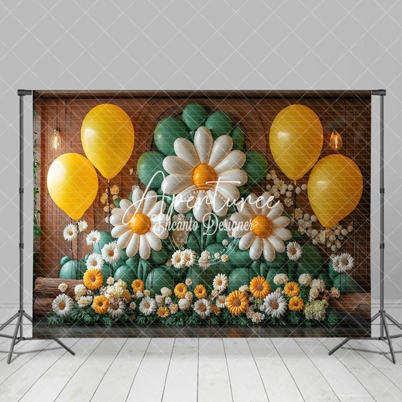 Aperturee - Aperturee Delicate Yellow Spring Blooms Cake Smash Backdrop