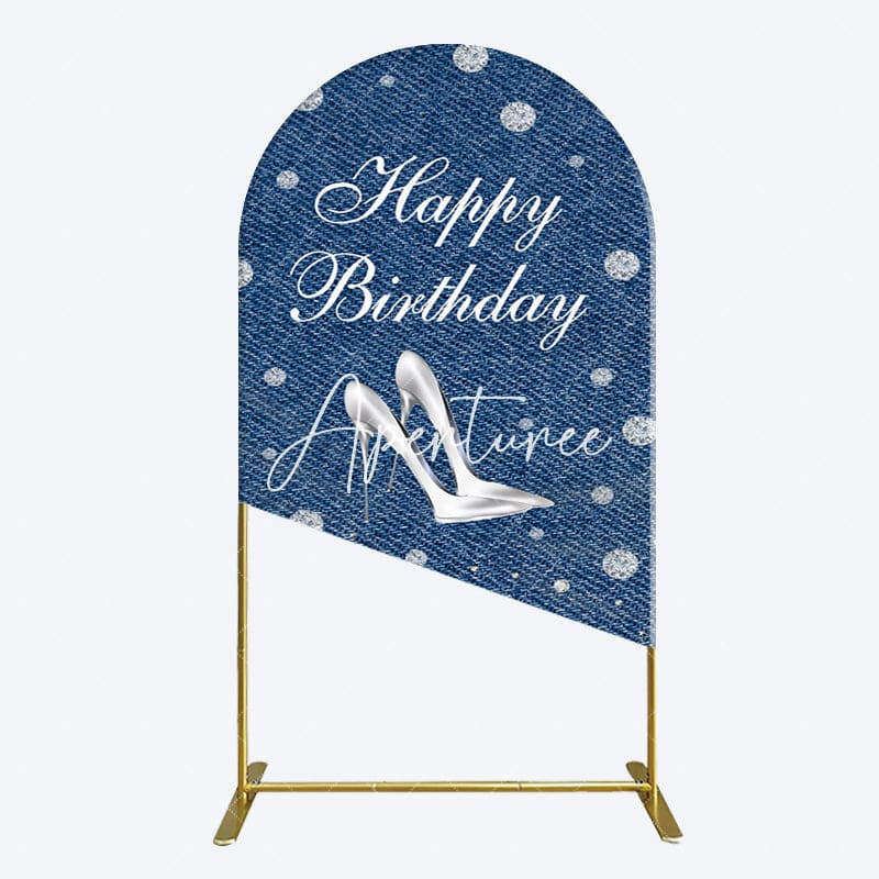 Aperturee - Aperturee Denim Diamond High Heel Happy Birthday Arch Backdrop