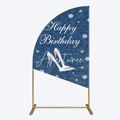 Aperturee - Aperturee Denim Diamond High Heel Happy Birthday Half Moon Arch Backdrop