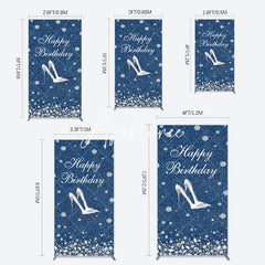 Aperturee - Aperturee Denim Diamond High Heel Happy Birthday Rectangle Backdrop