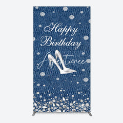 Aperturee - Aperturee Denim Diamond High Heel Happy Birthday Rectangle Backdrop