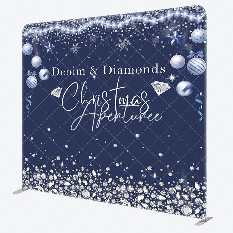 Aperturee - Aperturee Denim Diamonds Glitter Square Arch Fabric Backdrop