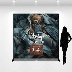 Aperturee - Aperturee Denim Jacket Bear Custom Name Baby Shower Backdrop