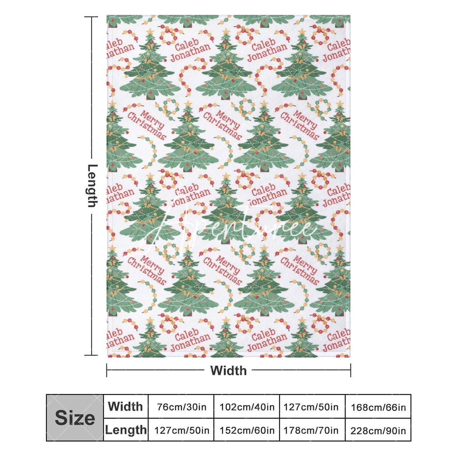 Aperturee - Aperturee Dense Christmas Trees Personalized Name Blanket