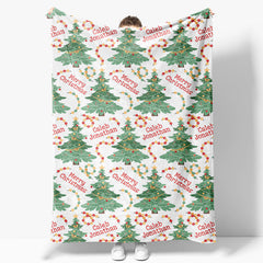 Aperturee - Aperturee Dense Christmas Trees Personalized Name Blanket