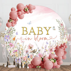 Aperturee - Aperturee Dense Colorful Wildflower Round Baby Shower Backdrop