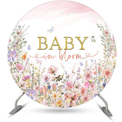 Aperturee - Aperturee Dense Colorful Wildflower Round Baby Shower Backdrop