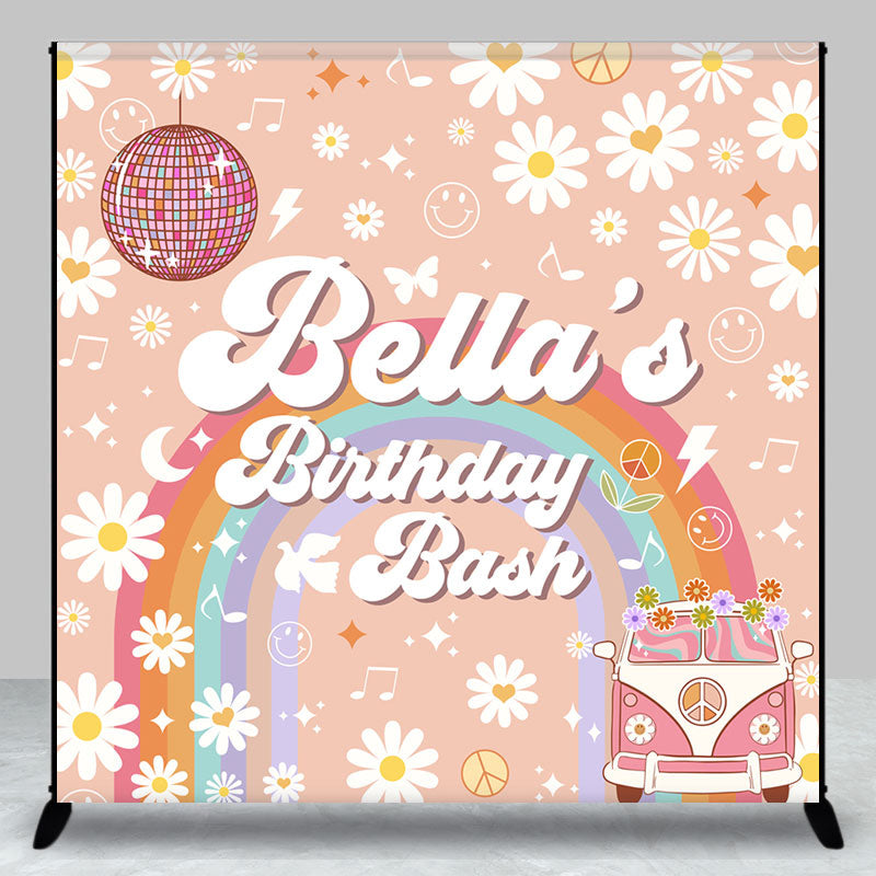 Aperturee - Aperturee Dense Floral Groovy Custom Name Birthday Backdrop