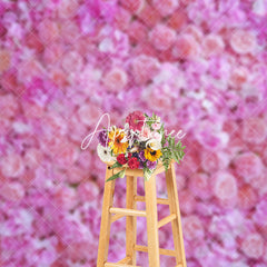 Aperturee - Aperturee Dense Pink Flowers Wedding Female Photo Backdrop