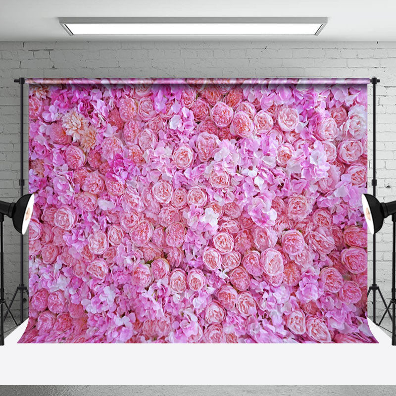 Aperturee - Aperturee Dense Pink Flowers Wedding Female Photo Backdrop