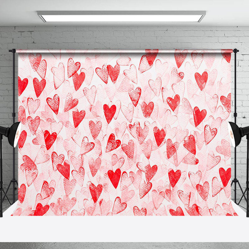 Aperturee - Aperturee Dense Red Hearts Romantic Valentines Day Backdrop