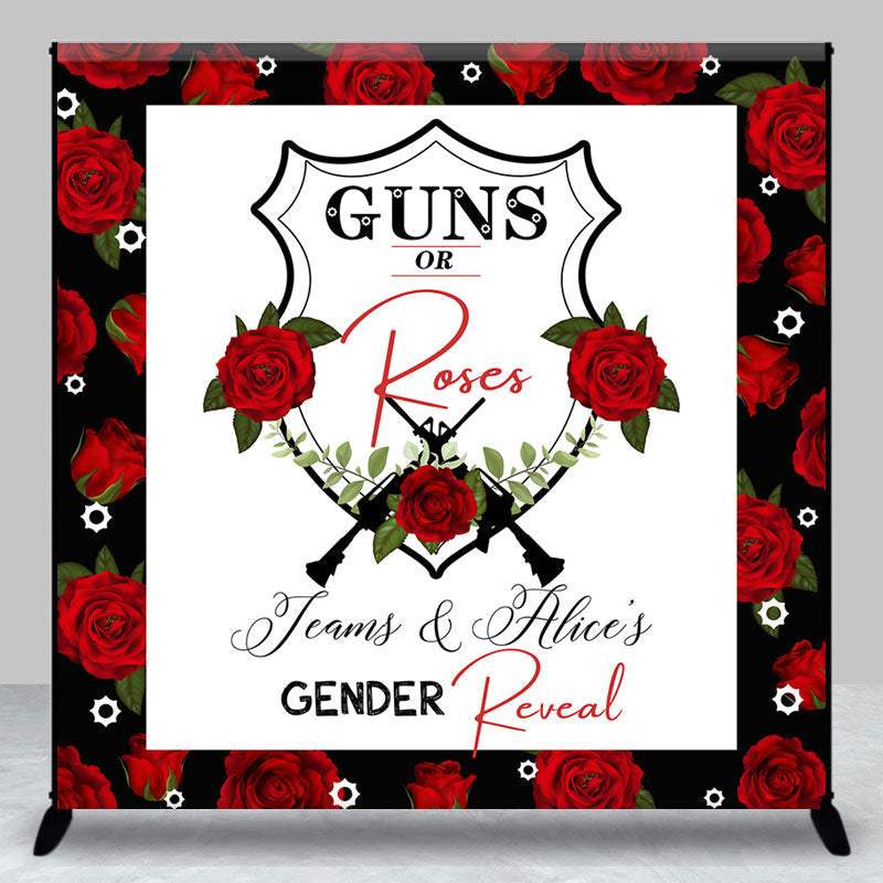 Aperturee - Aperturee Dense Red Rose Custom Name Gender Reveal Backdrop