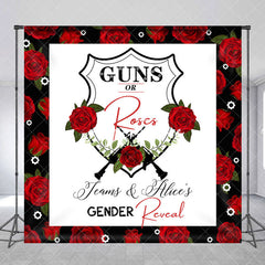 Aperturee - Aperturee Dense Red Rose Custom Name Gender Reveal Backdrop