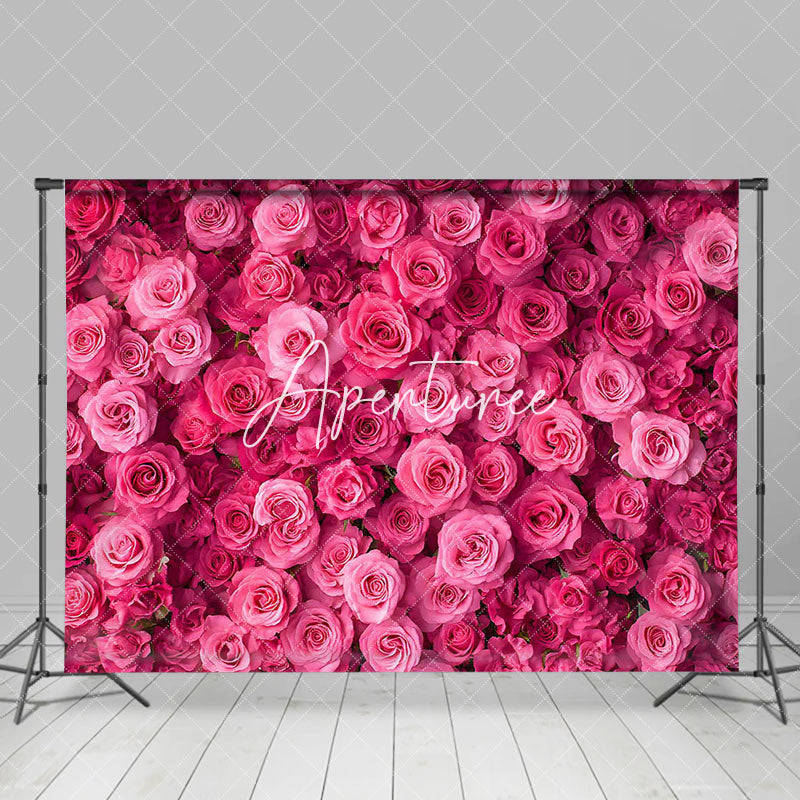 Aperturee - Aperturee Dense Romantic Hot Pink Rose Valentines Day Backdrop