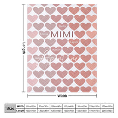 Aperturee - Aperturee Dense Romantic Pink Heart Custom Family Name Blanket