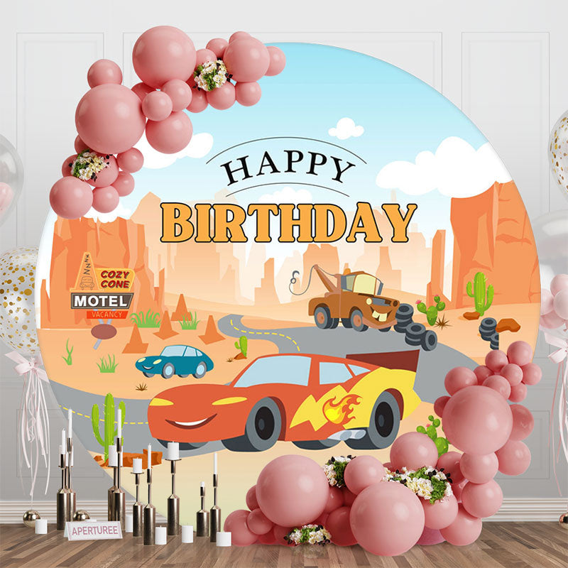 Aperturee - Aperturee Desert Buggy Road Mountain Round Birthday Backdrop