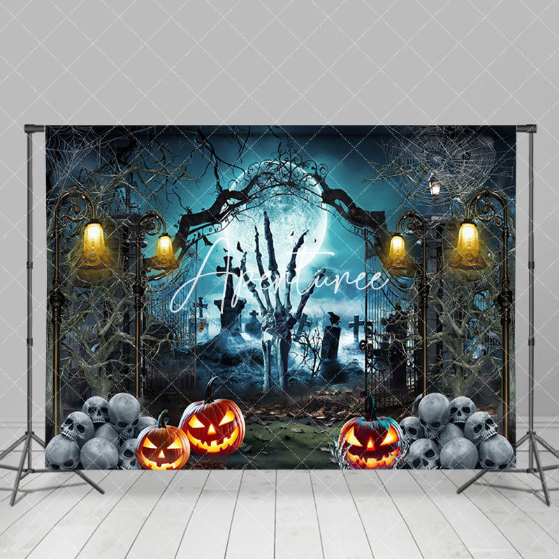 Aperturee - Aperturee Deserted Manor Skeleton Cemetery Halloween Backdrop