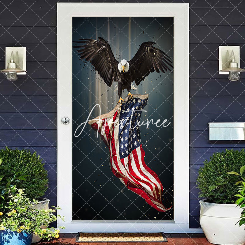 Aperturee - Aperturee Diamond Eagle Usa Flag Independence Day Door Cover