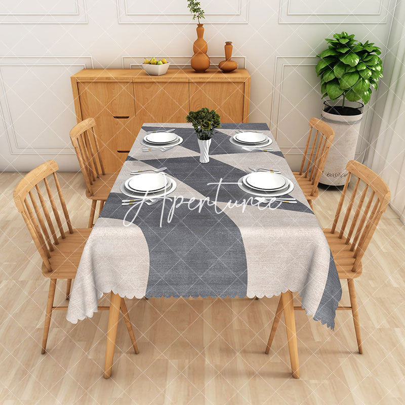 Aperturee - Aperturee Diamond Lattice Grey Rectangle Tablecloth For Home